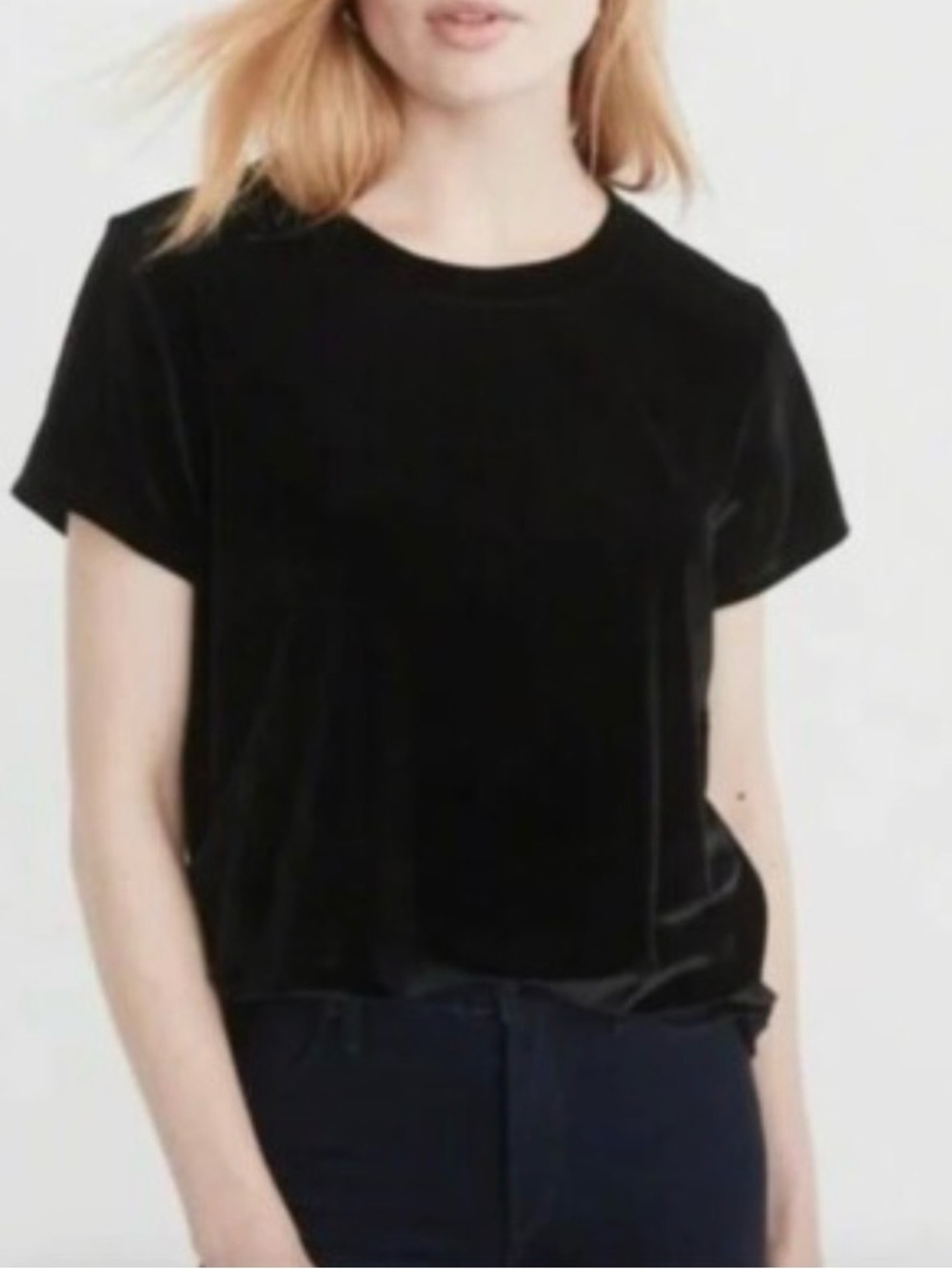 Abercrombie & Fitch Velvet Short Sleeve  Top Black XS